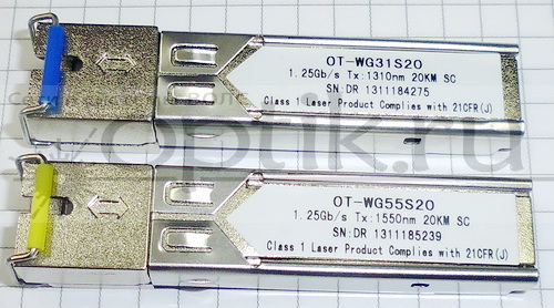  1000  SFP/SC SM 1.3/1.5+1.5/1.3 20 OT (OT-WG31S20 +OT-WG55S20) OT-WDM-SFP-20SC